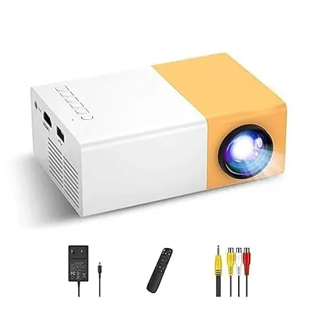 BAWALY Mini Projector for Home 4K 1080P Home Theater Outdoor Movie Video Mini Projector with USB Interfaces and Remote Control, Compatible with Smartphone/Tablet/Laptop/TV Stick/USB Drive