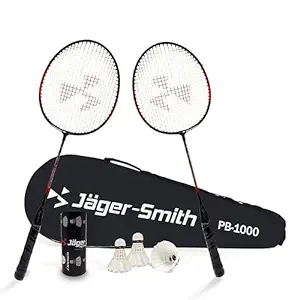 Jager-Smith PB 1000 Combo & Featherlite 2 (Pack of 3) Feather Shuttles with Steel Shaft & Full Body Cover